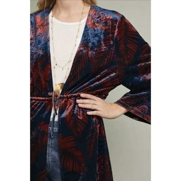 Anthropologie Palm Velvet Kimono OS by RIYA - Picture 2 of 13
